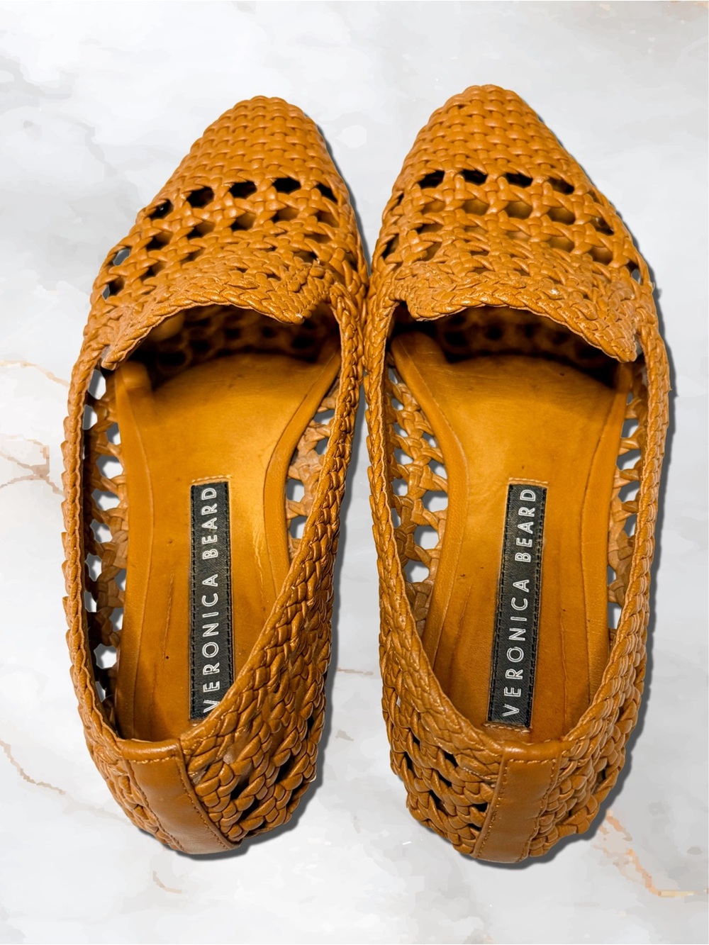 Veronica Beard Griffin Basket Weave Loafers Tan Leather Size 36 - Picture 4 of 9